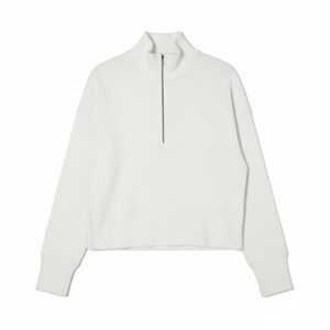 Abercrombie & Fitch Cream Ribbed Half-Zip Sweatshirt